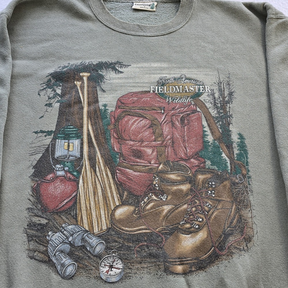 Vintage 90s Fieldmaster Wildlife Sweatshirt Mens Large USA Made Outdoor Camping